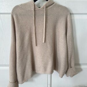 Jenni Kayne Cashmere Fisherman Hoodie Oatmeal Cream Size Medium